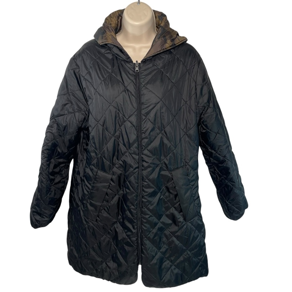 Champion reversible camo/black  quilted hooded puffer coat. SZ L - Picture 4 of 7